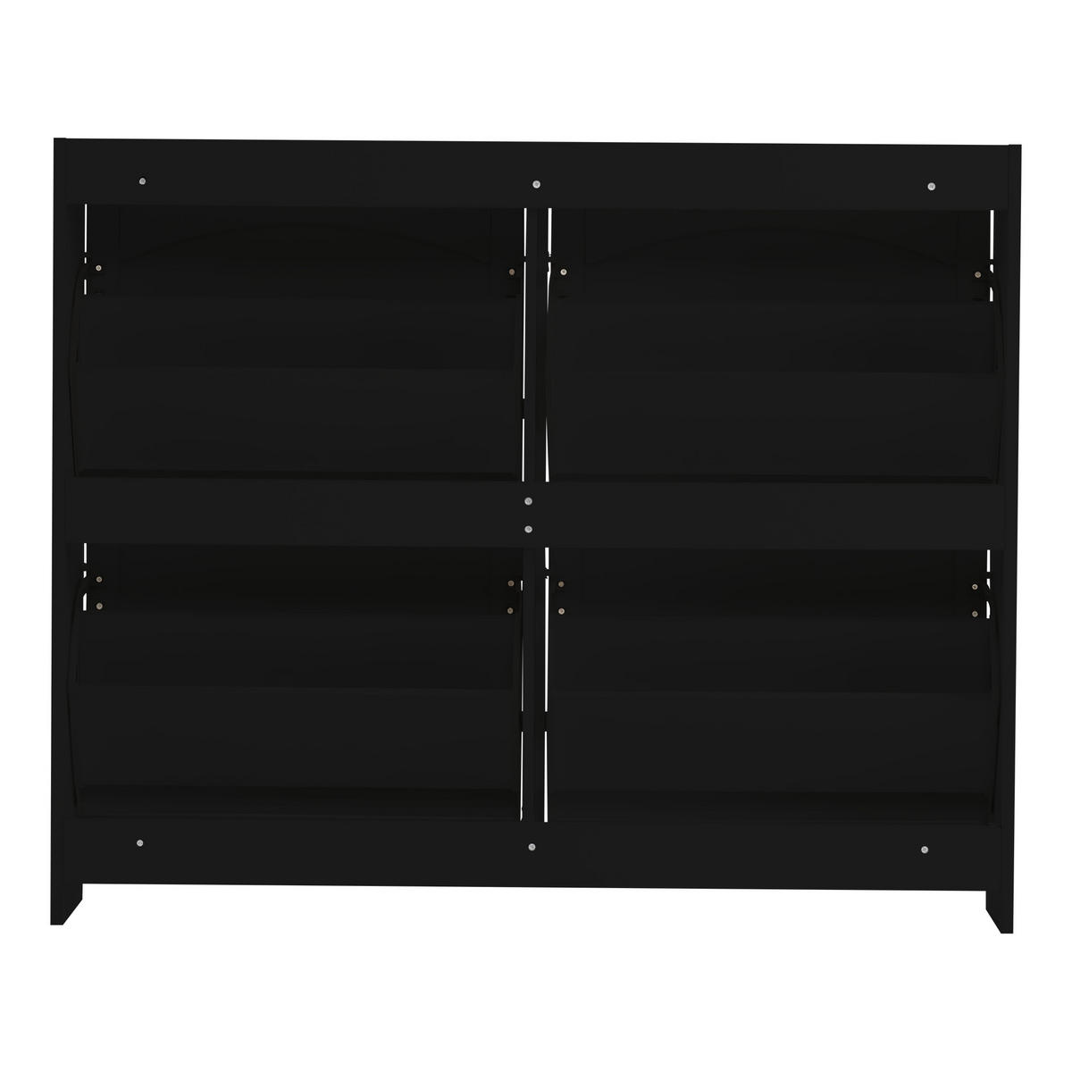 SCHUHSCHRANK aus Spanplatte 110x24x90cm in Schwarz mit 4 Klappfächern - Schwarz, Holzwerkstoff (110/90/24cm) - Modfu