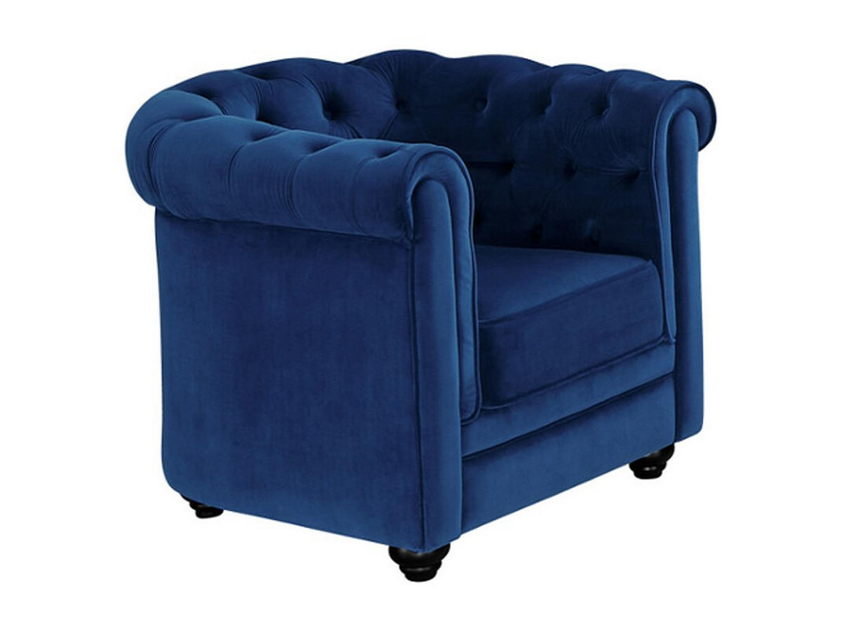 COUCHGARNITUR 3+1+1 - Samt - Dunkelblau - CHESTERFIELD - Blau, Textil (88/72/205cm) - Vente-Unique