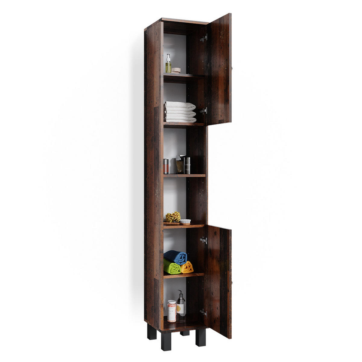 BADSCHRANK Fynn Eiche rustikal 30 x 190 cm - Wildeiche, Holzwerkstoff (30/190/30cm) - Vicco