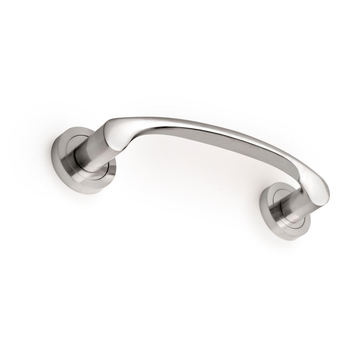 GRIFFE Gebogene, mit Rosetten von 50 mm Durchmesser für Schiebetüren, Aluminium, Nickel satiniert 4er-set - Silberfarben, Metall (20/18/28cm) - EMUCA