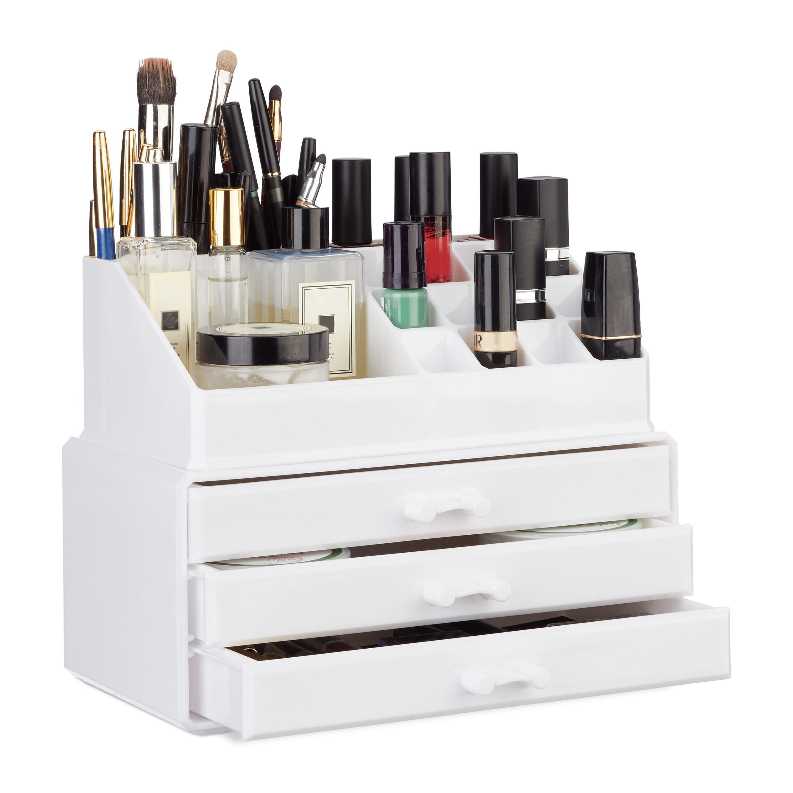 MAKEUP Organizer - Weiß, Kunststoff (23.5/19/14cm) - Relaxdays