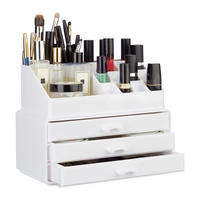 MAKEUP Organizer - Weiß, Kunststoff (23.5/19/14cm) - Relaxdays