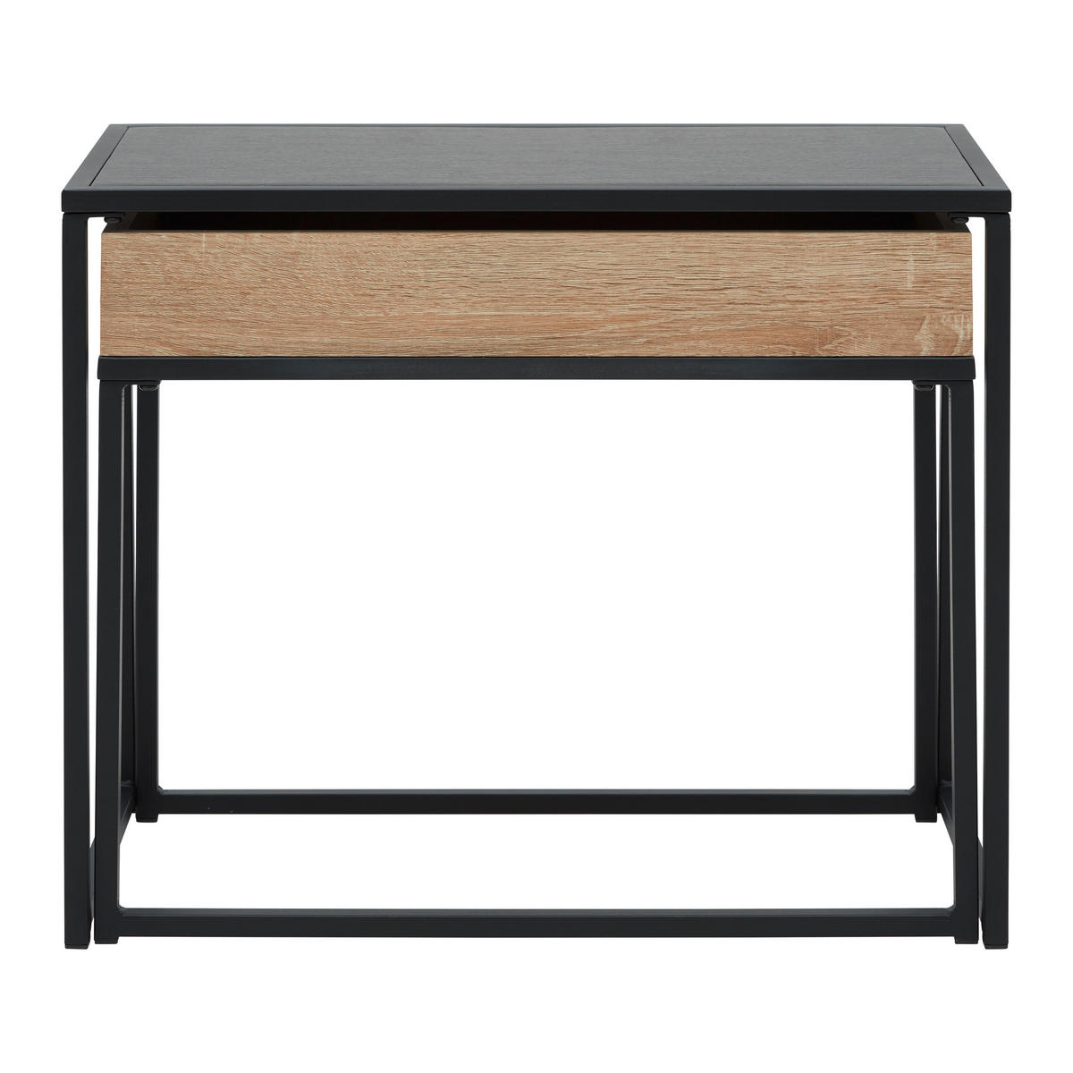COUCHTISCH Ani Schwarz/ Eichefarben MDF mit Stauraum - Schwarz, Metall (60/30/48cm) - Bessagi Home