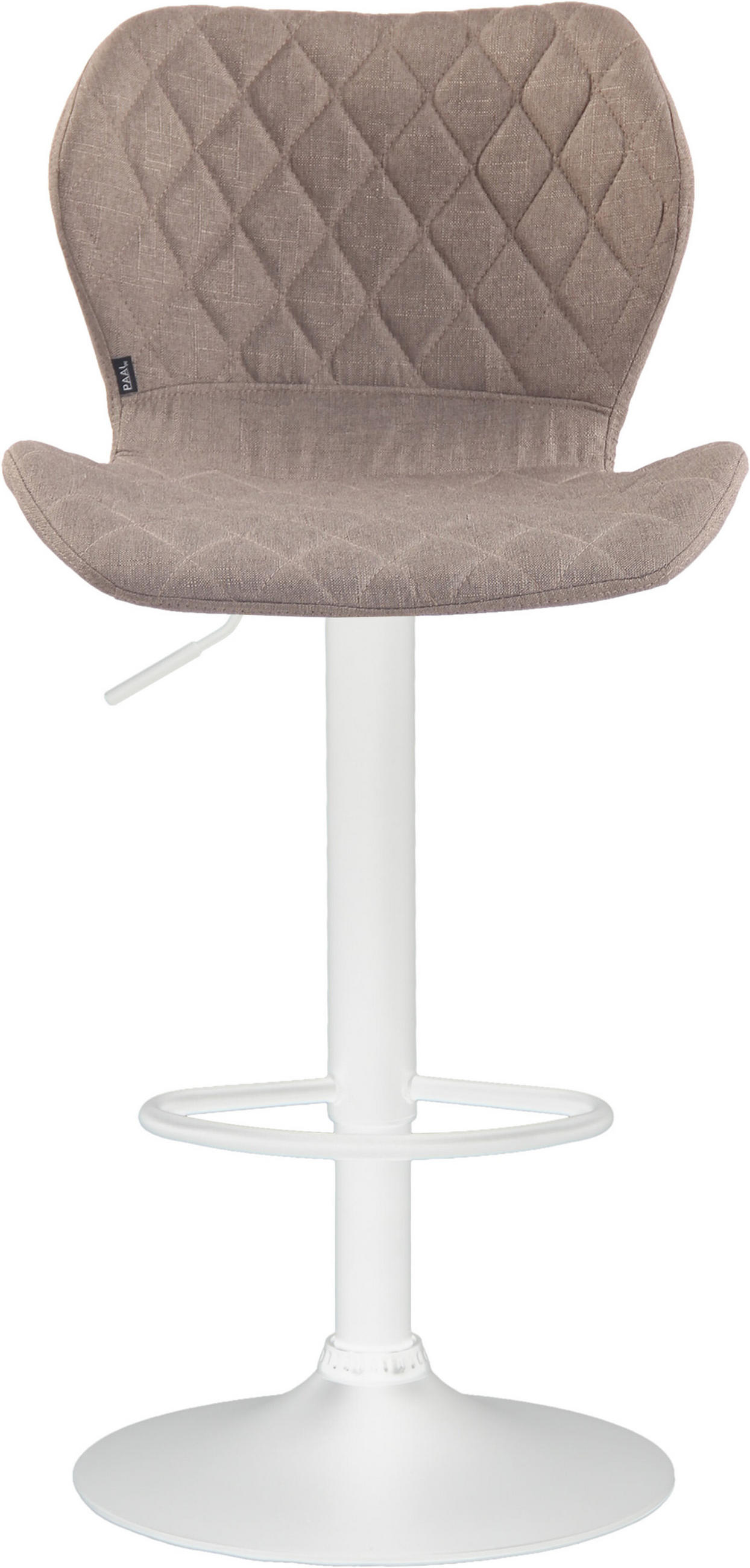 BARHOCKER Cora, Gestell weiß, Stoff Taupe - Taupe/Weiß, Textil/Metall (47/100/51cm) - TPFLiving