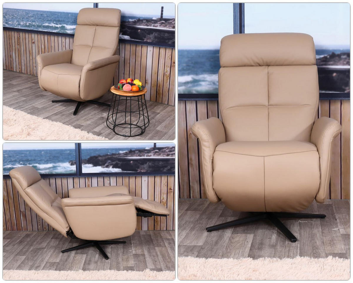 RELAXSESSEL taupe - Taupe, Leder (76/110/153cm) - MCW