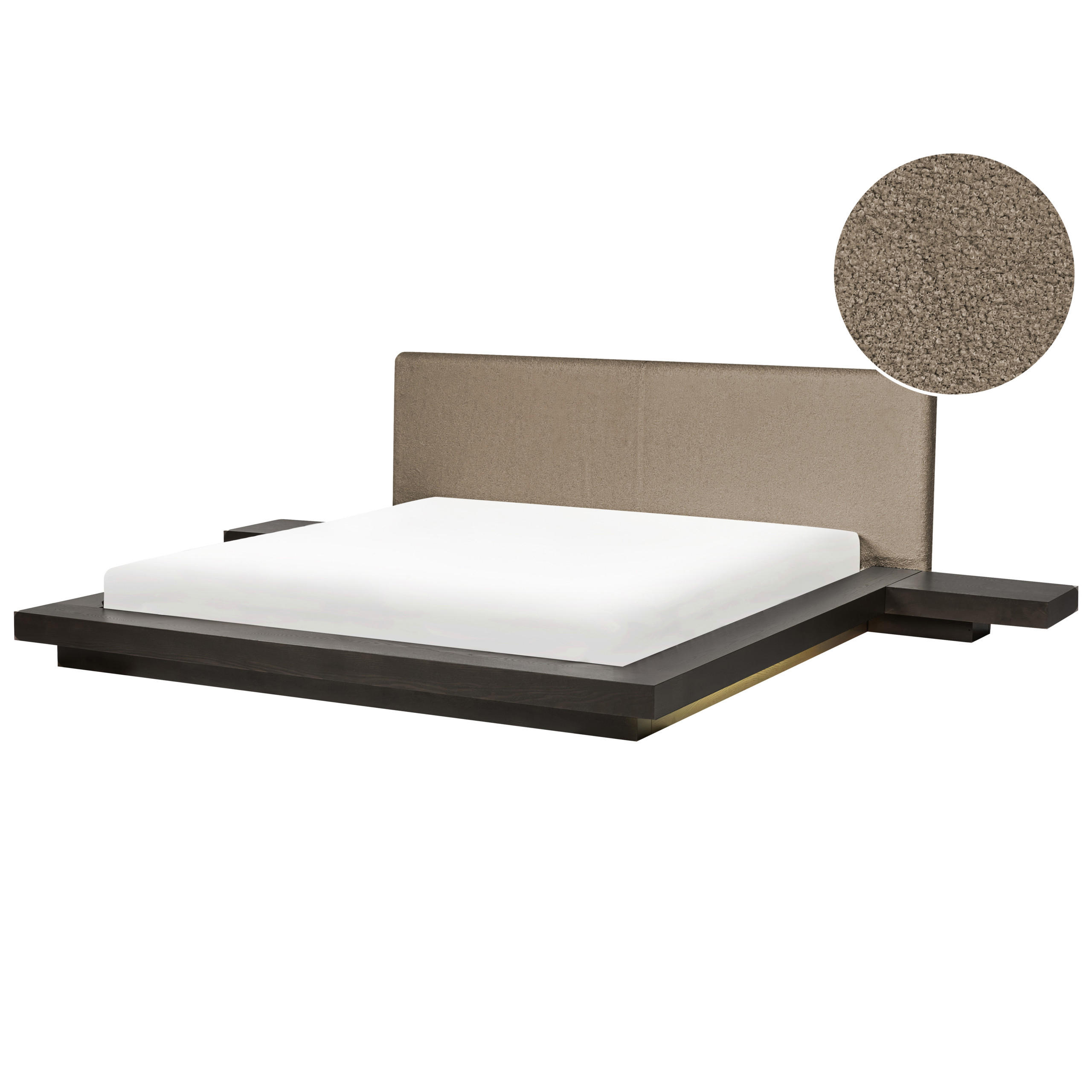 Beliani POSTEL s LED 180/200 cm MDF deska Tmavě hnědá Zen