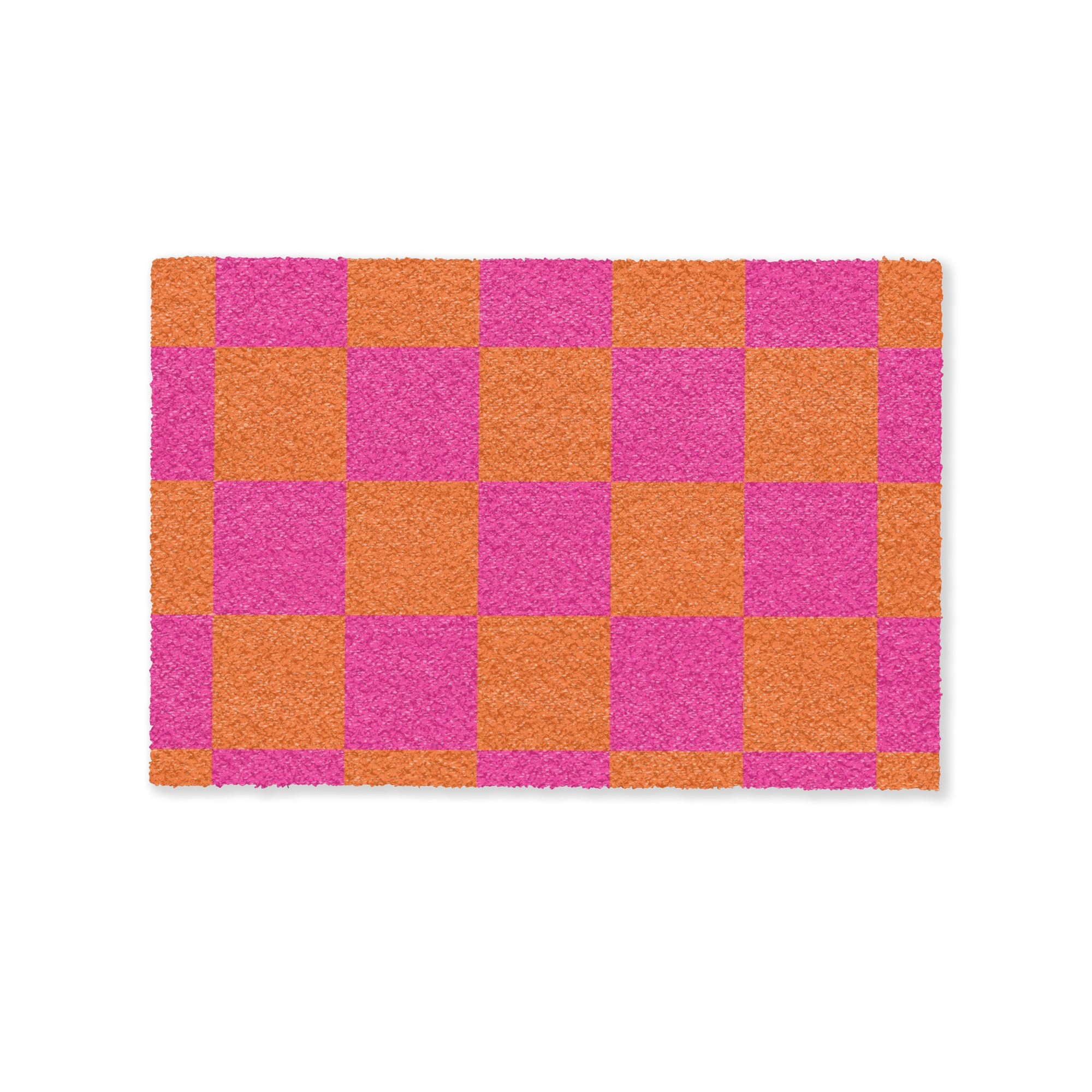 FUSSMATTE Schachbrettmuster - Orange - Rosa - Blöcke 60x40 cm - Pink, Kunststoff (60/0.4cm) - MuchoWow