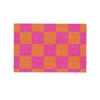 FUSSMATTE Schachbrettmuster - Orange - Rosa - Blöcke 60x40 cm - Pink, Kunststoff (60/0.4cm) - MuchoWow