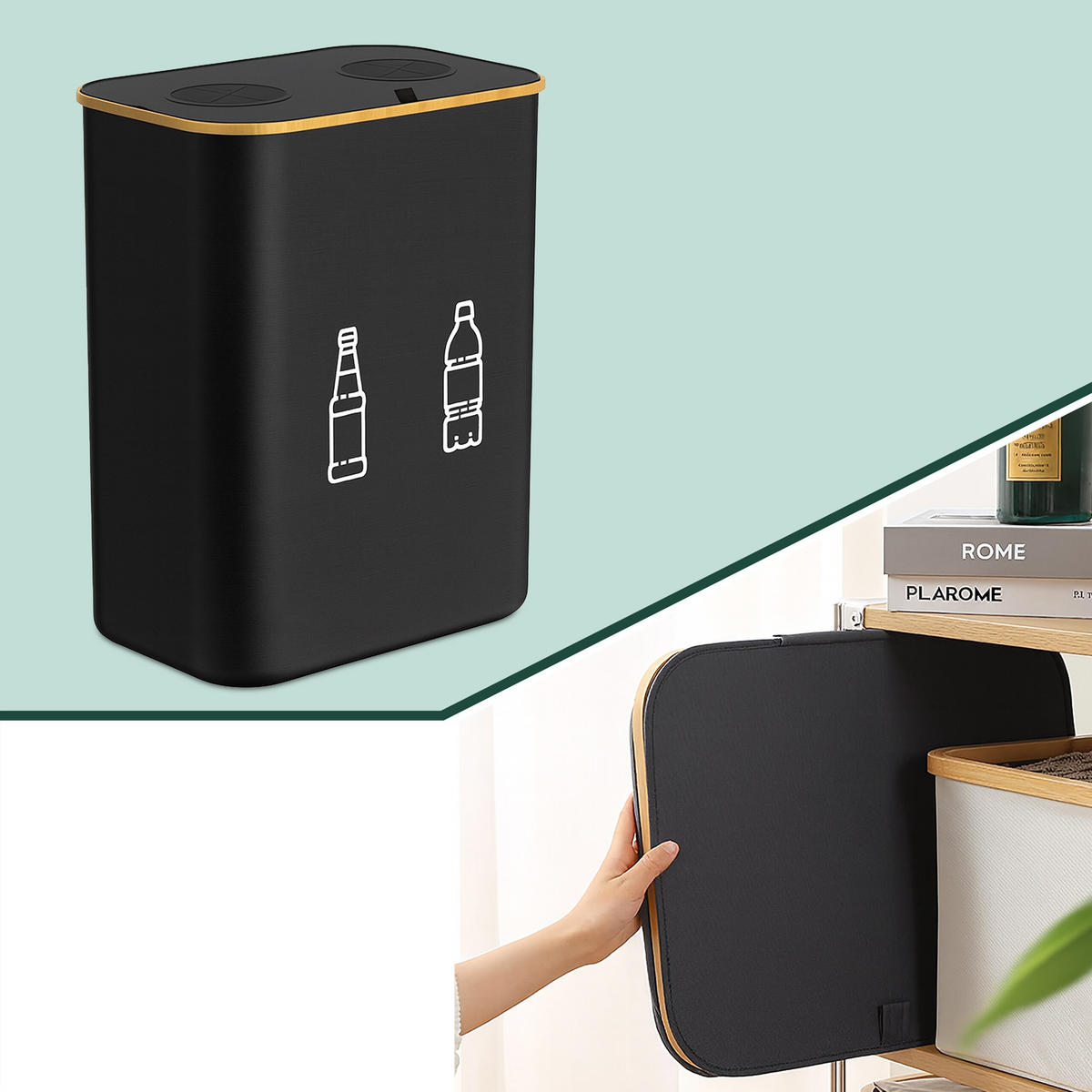 PFANDFLASCHEN-SAMMELBEHÄLTER - Grau, Holz/Kunststoff (57/70/37cm) - Relaxdays