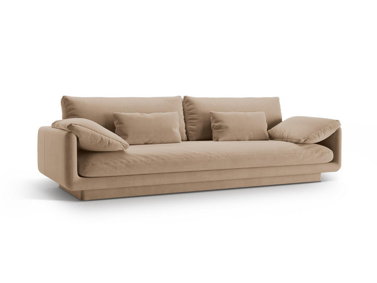 SOFA Torino aus Samt sandfarben 4 Sitzplätze - Sandfarben, Textil (250/83/103cm) - Micadoni