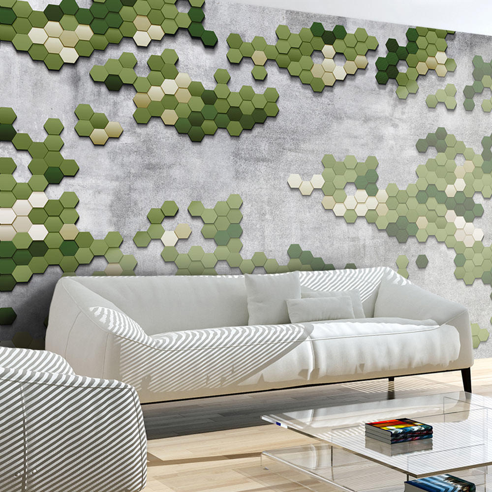 VLIESTAPETE Grün 100/70 cm - Grau/Grün, Textil (100/1cm) - KUNSTLOFT