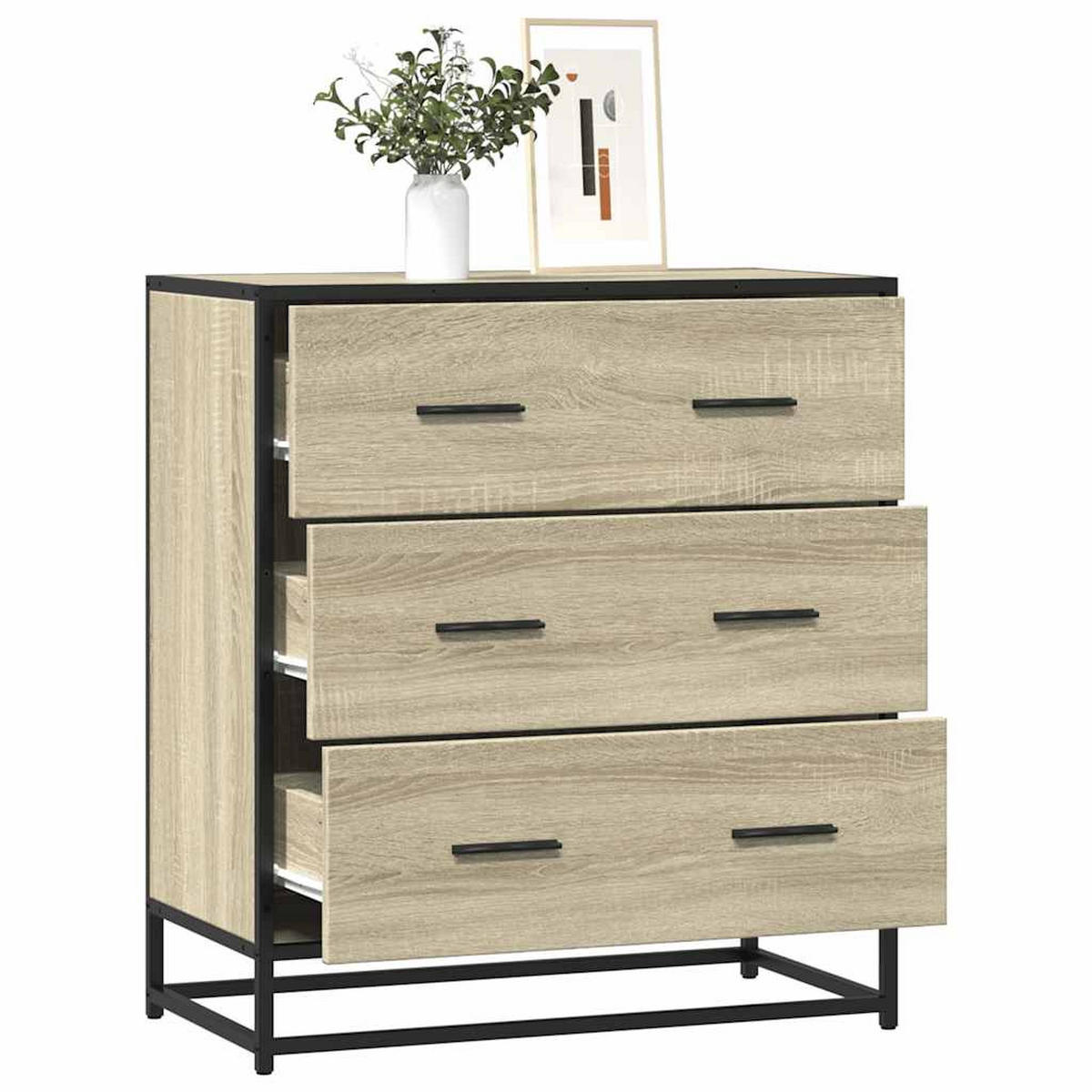 KOMMODE Sopi für Wohnzimmer Sonoma-Eiche 68x35x76 cm - Sonoma Eiche, Holz (68/76/35cm) - DELUKE