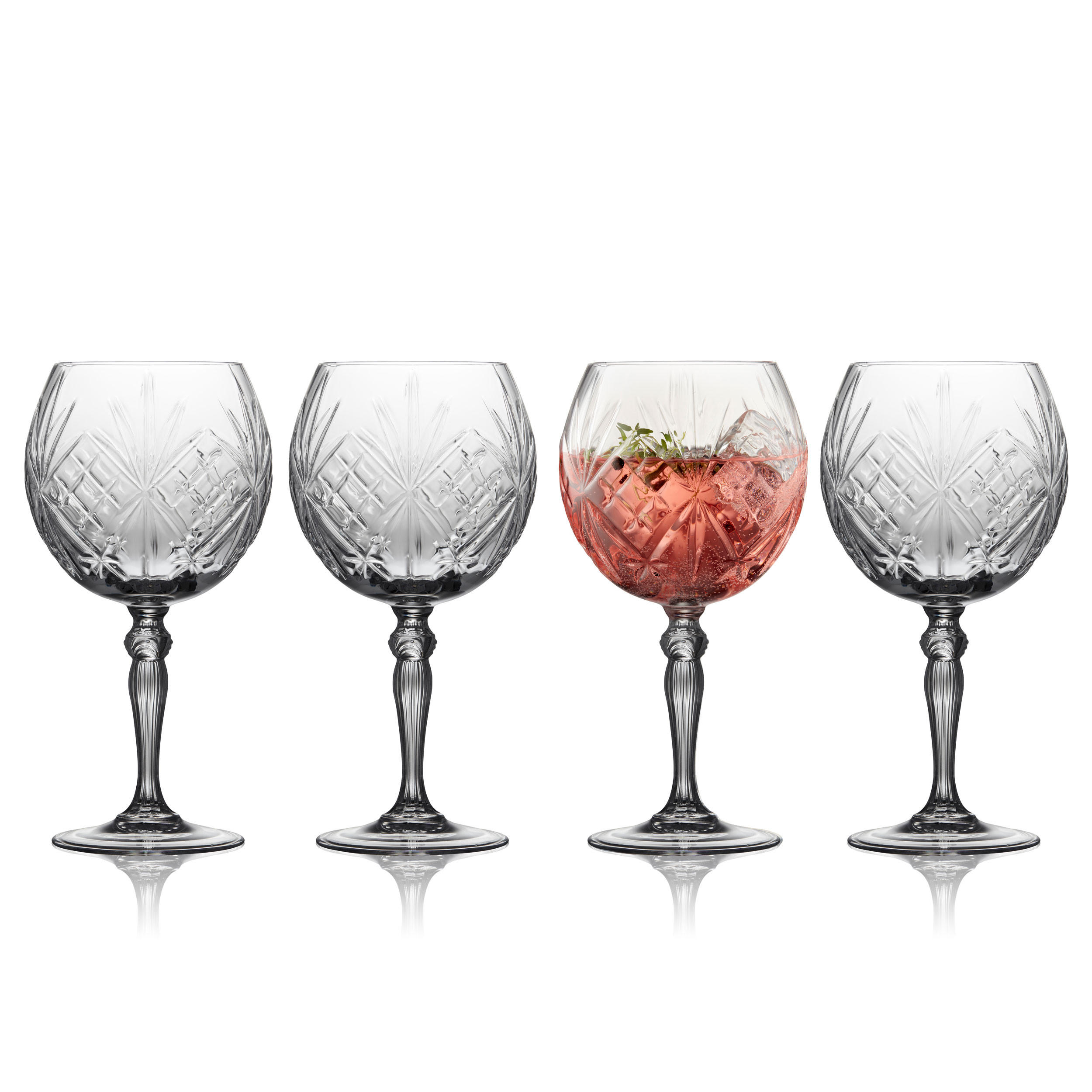 GIN & TONIC GLAS Melodia 4er Set, Kristallglas, Transparent, 650 ml - Transparent, Glas (0.65L) - Lyngby Glas