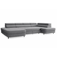 ECKSOFA U-Form PRIAM U Links mit Schlaffunktion 126x270 Velours Grau - Schwarz/Grau, Holz/Textil (350/91/203cm) - Muffo