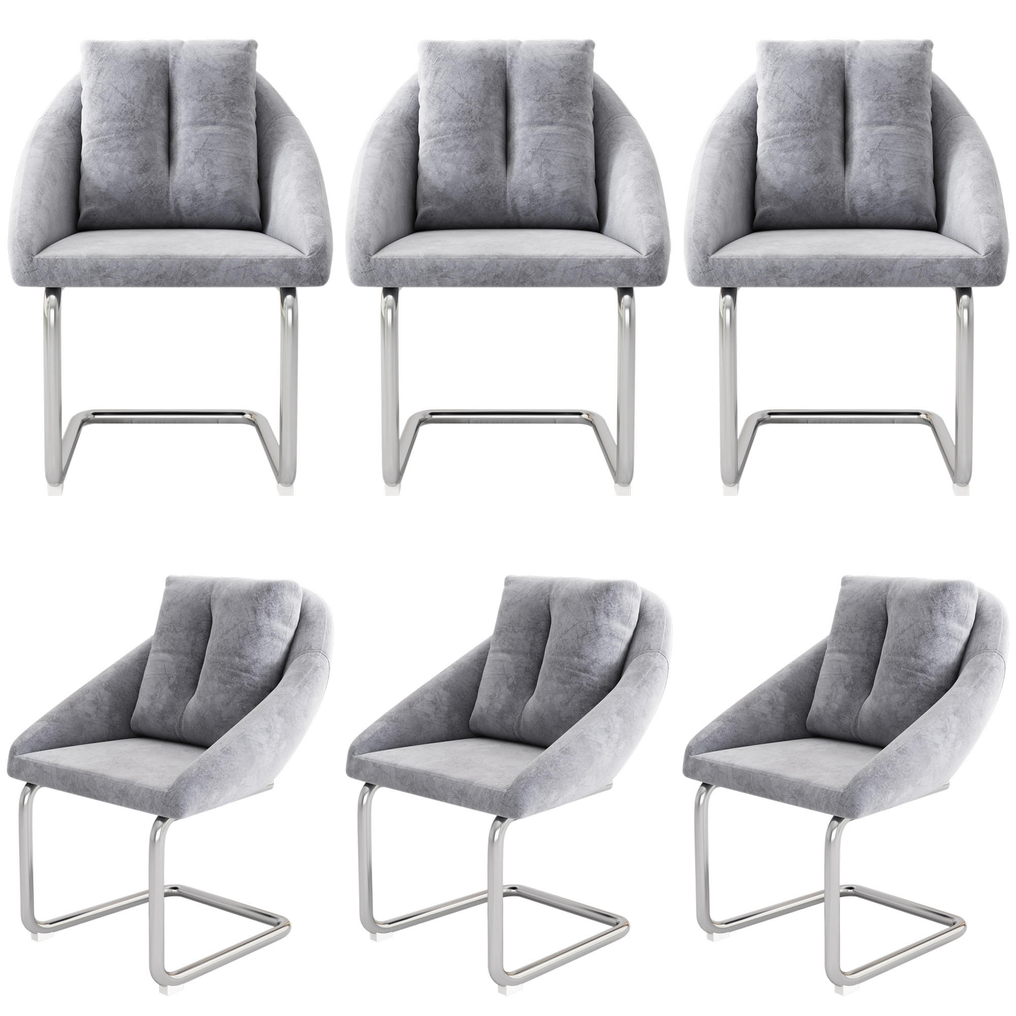 SCHWINGSTUHL DE-35649 6er-Set mit Samtpolsterung Grau - Grau, Metall (59/82/65cm) - ComfortXL