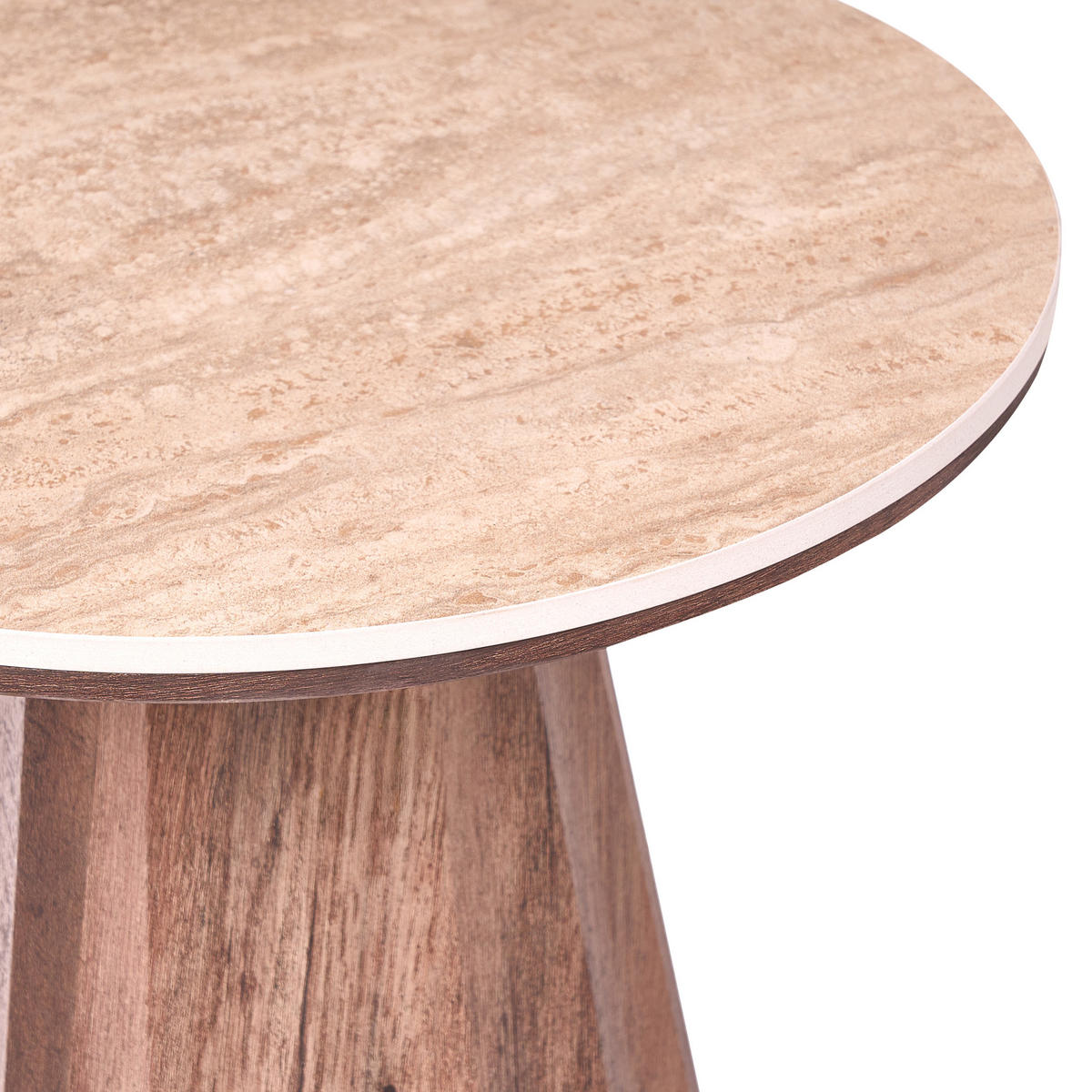 BEISTELLTISCH Travertinoptik Braun Sabrina - Hellbraun/Beige, Holzwerkstoff (45/45/56cm) - Beliani