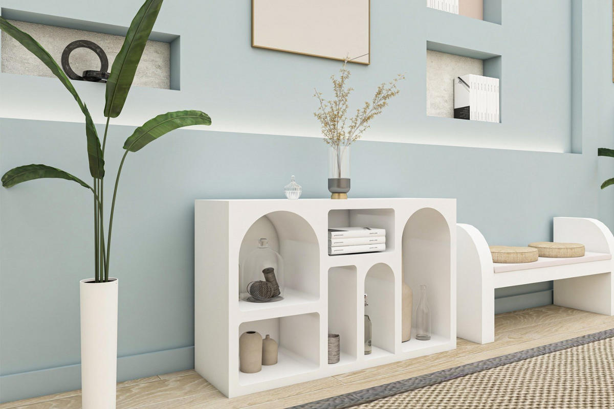 BUFFETSCHRANK liva weiss - Weiß, Holz (37/74/120cm) - Habitat Garten