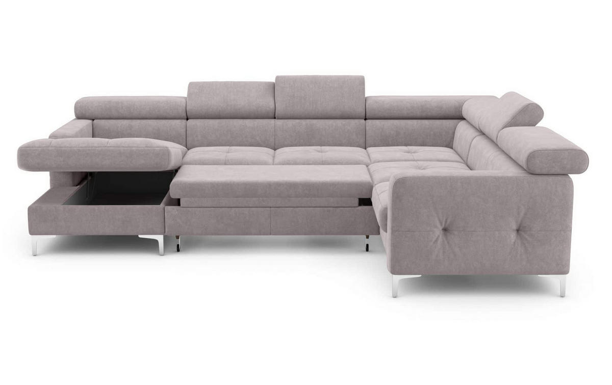 WOHNLANDSCHAFT mit Schlaffunktion und Bettkasten - Chromfarben/Silberfarben, Holz/Textil (240/74/304cm) - Cotta