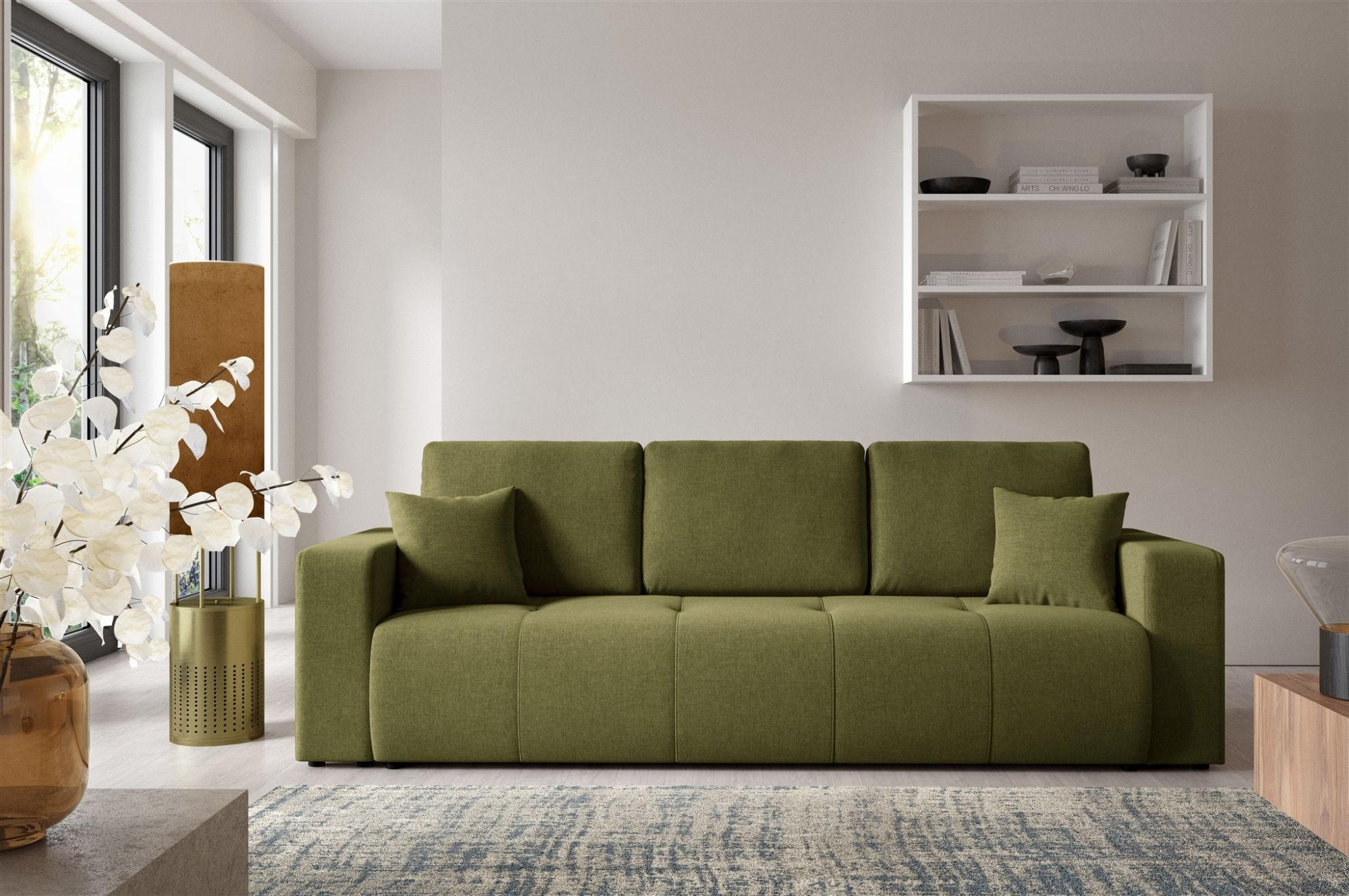 SCHLAFSOFA Augusto - Grün, Holzwerkstoff/Textil (244/82/102cm) - Fun Möbel