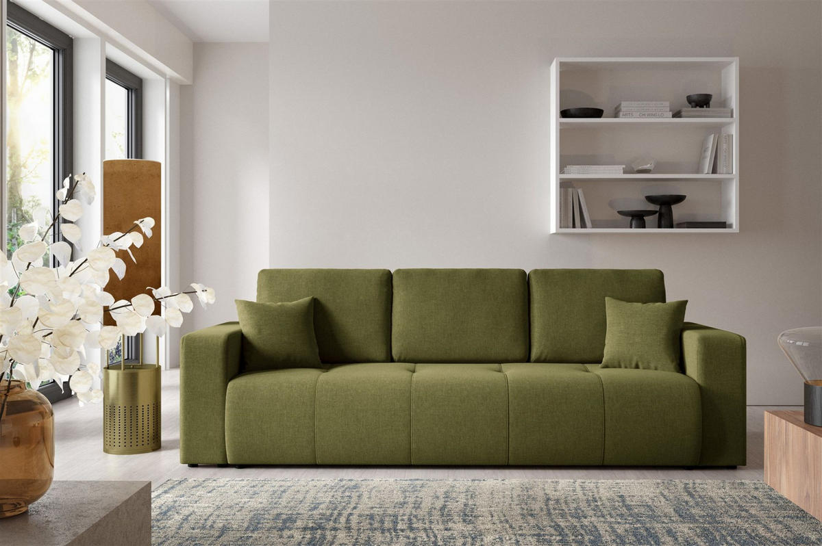 SCHLAFSOFA Augusto - Grün, Holzwerkstoff/Textil (244/82/102cm) - Fun Möbel