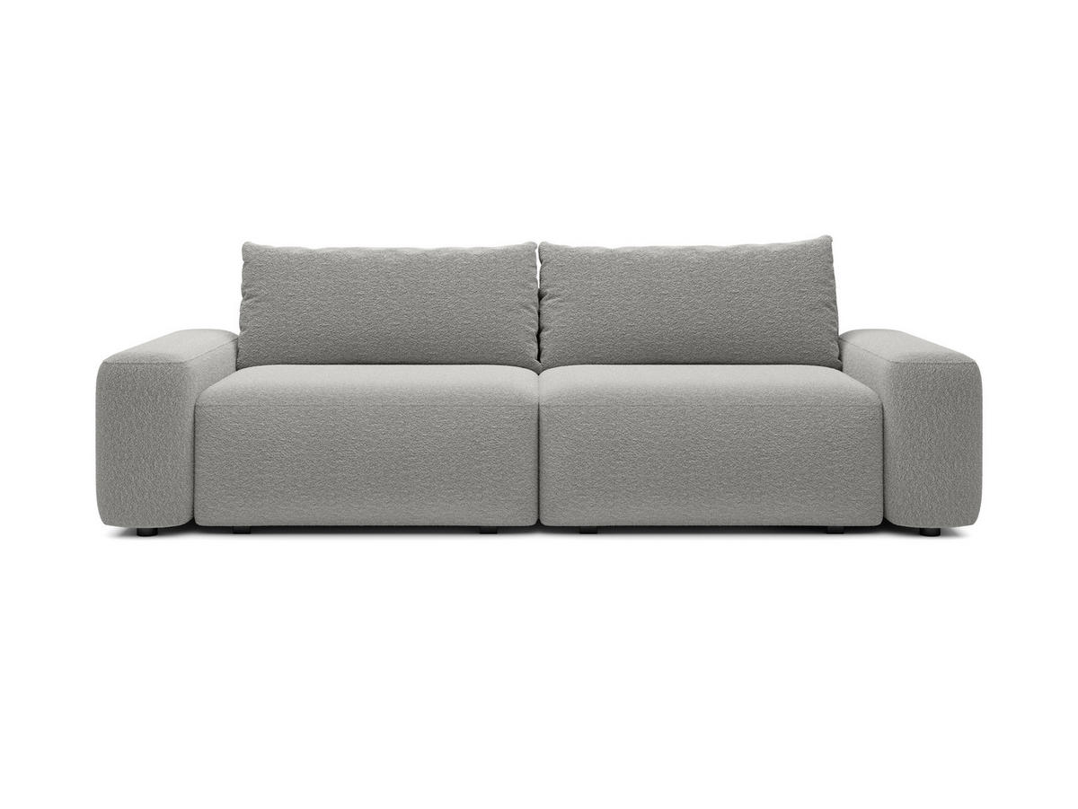 BETTSOFA RUOTA Grau Bucle-Stoff mit Schlaffunktion - Grau, Textil (105/87/257cm) - MASSENO