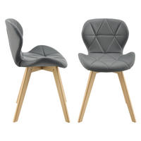 ESSZIMMERSTUHL-SET 2 TLG. Älmhult - Grau, Leder (47/78/52cm) - [en.casa]