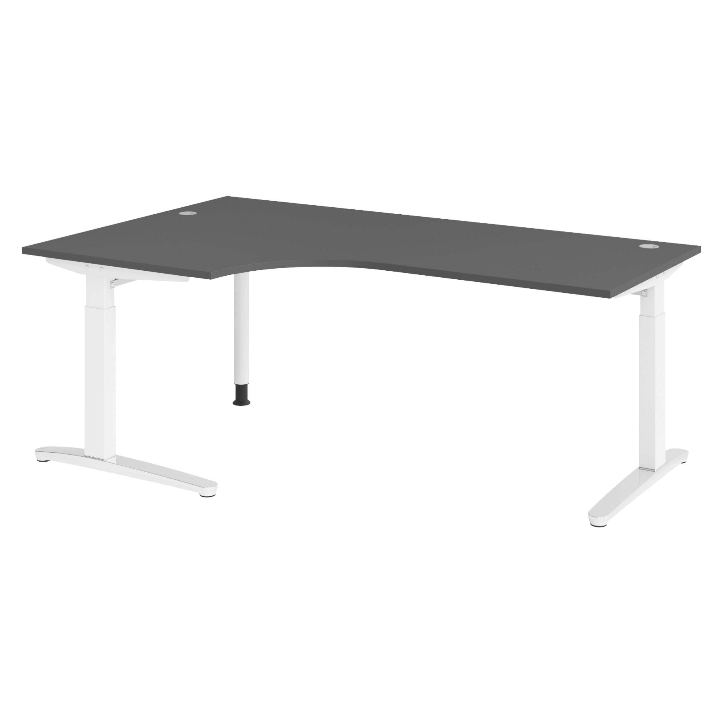 SCHREIBTISCH Serie-XB 120/200/74 cm in Graphitfarben/Weiß/Alu poliert - Silberfarben/Graphitfarben, Holzwerkstoff (120/200/74cm) - bümö