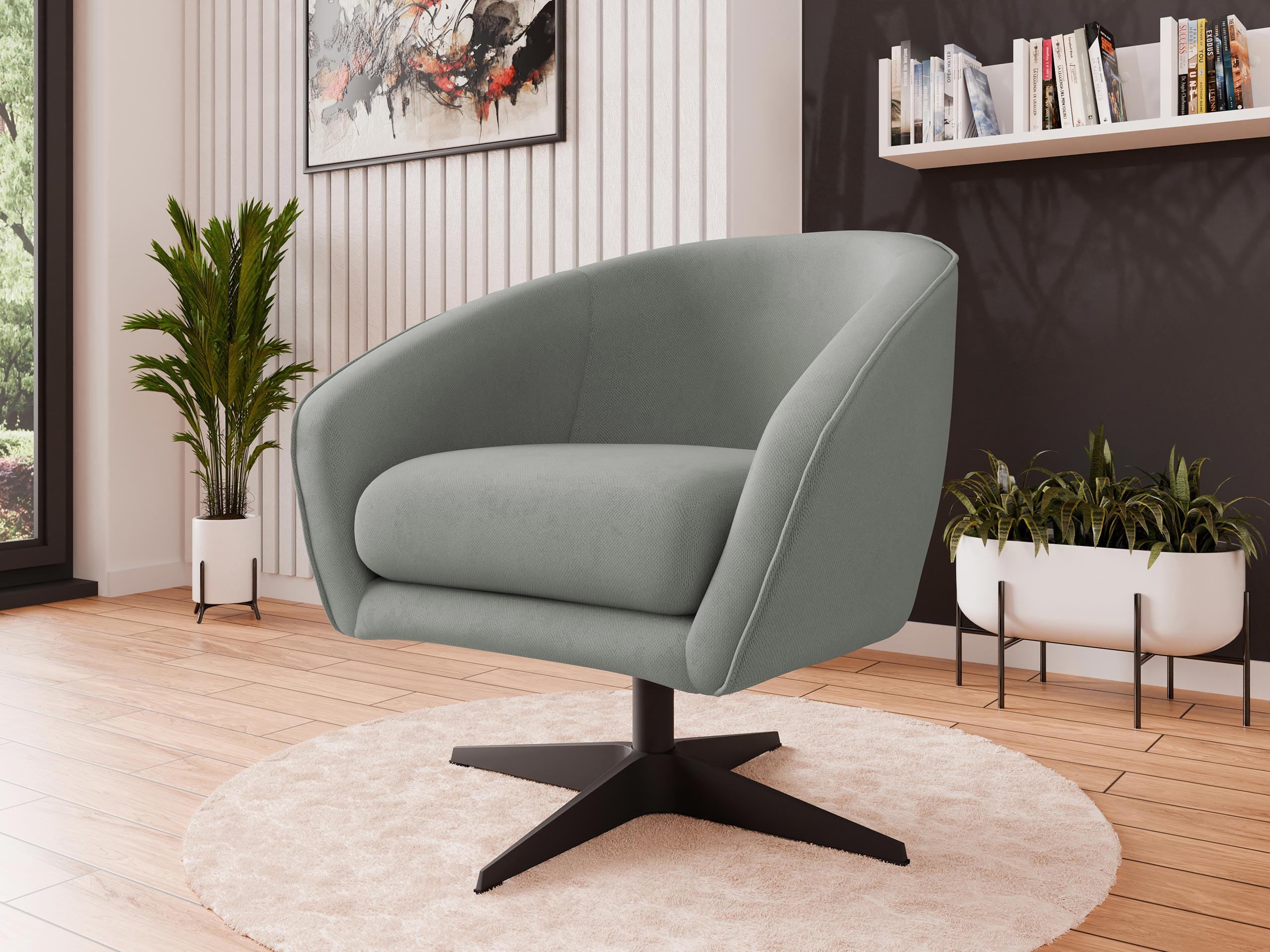 SESSEL Roma BX - Hellgrau/Schwarz, Holz/Textil (80/75/80cm) - MIRJAN24