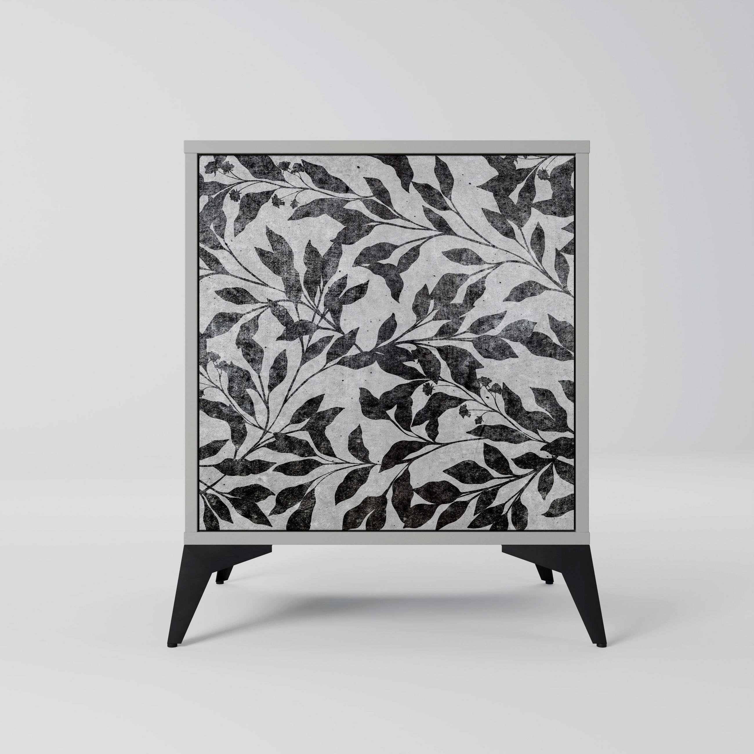 SIDEBOARD CHARCOAL SPROUT, Grau, 57,5x42x70,5 cm, Schwarze Metall-Sternfüße - Multicolor/Schwarz, Holzwerkstoff/Metall (57.5/70.5/42cm) - SpaceRebels