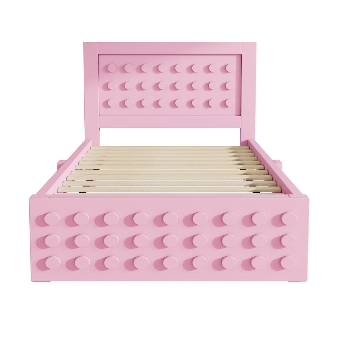 KINDERBETT 90/190 cm aus Holz mit Schublade, Lattenrost und Stauraum, Rosa - Rosa, Holzwerkstoff (90/190cm) - Redom