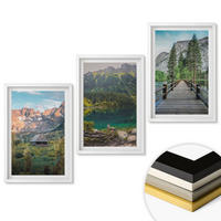 WANDBILDER 3er-Set - 40x60 cm Weißer Rahmen - Berglandschaft See Brücke - Weiß, Kunststoff (40/60cm) - ArtPrintCave