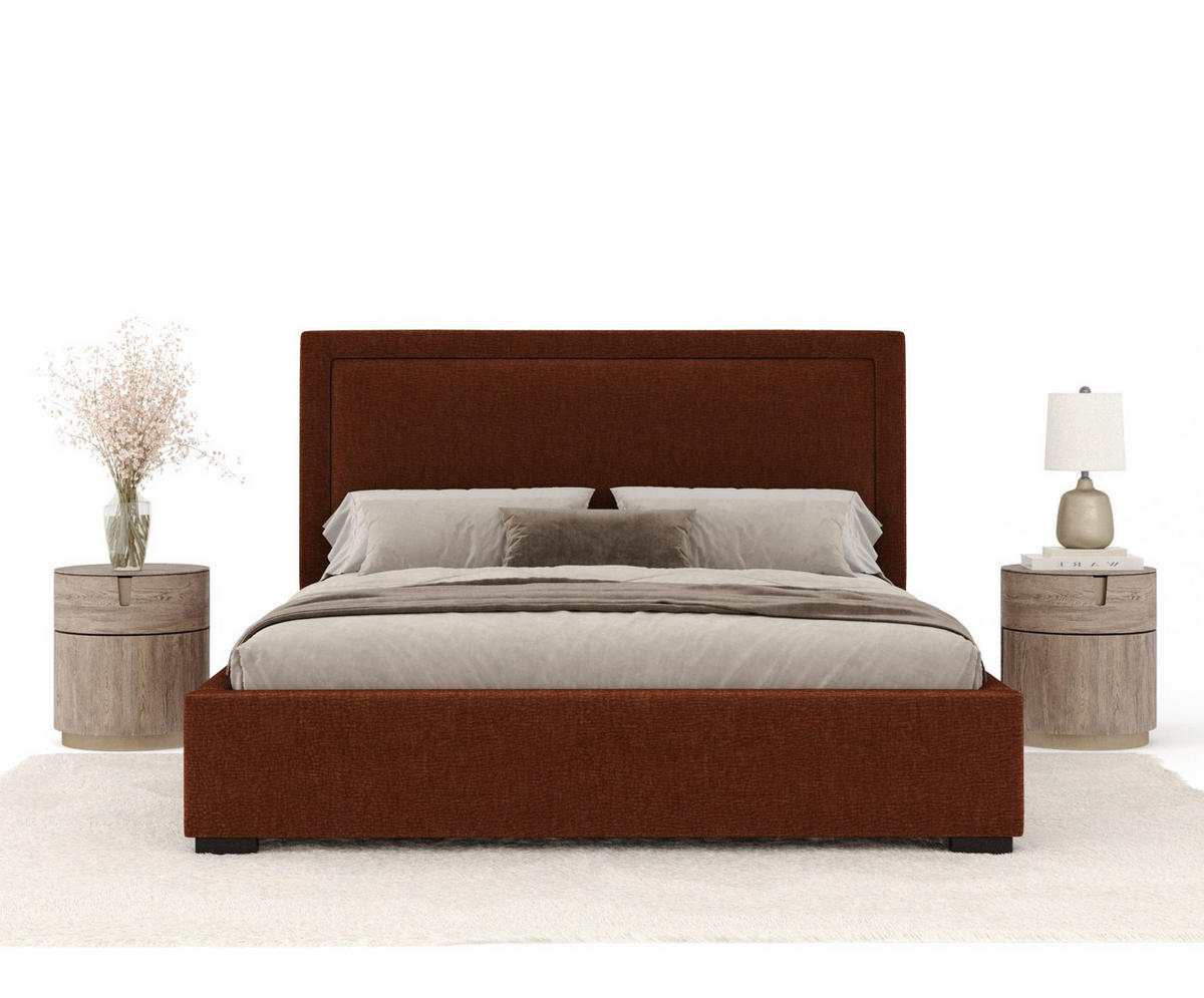 POLSTERBETT Ordina Kupferfarbe 160/200 cm im Chenille-Stoff - Schwarz/Naturfarben, Holz/Holzwerkstoff (160/200cm) - Maison de Reve