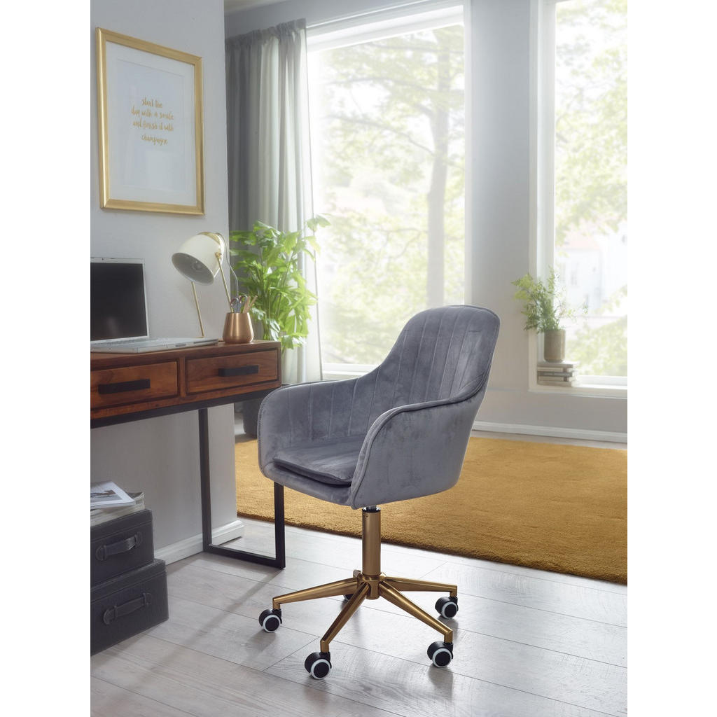 Thumbnail - Kadima Design Schalenstuhl, Grau, Textil, Sternfuß, 54x105x52 cm, Arbeitszimmer, Bürostühle, Drehstühle
