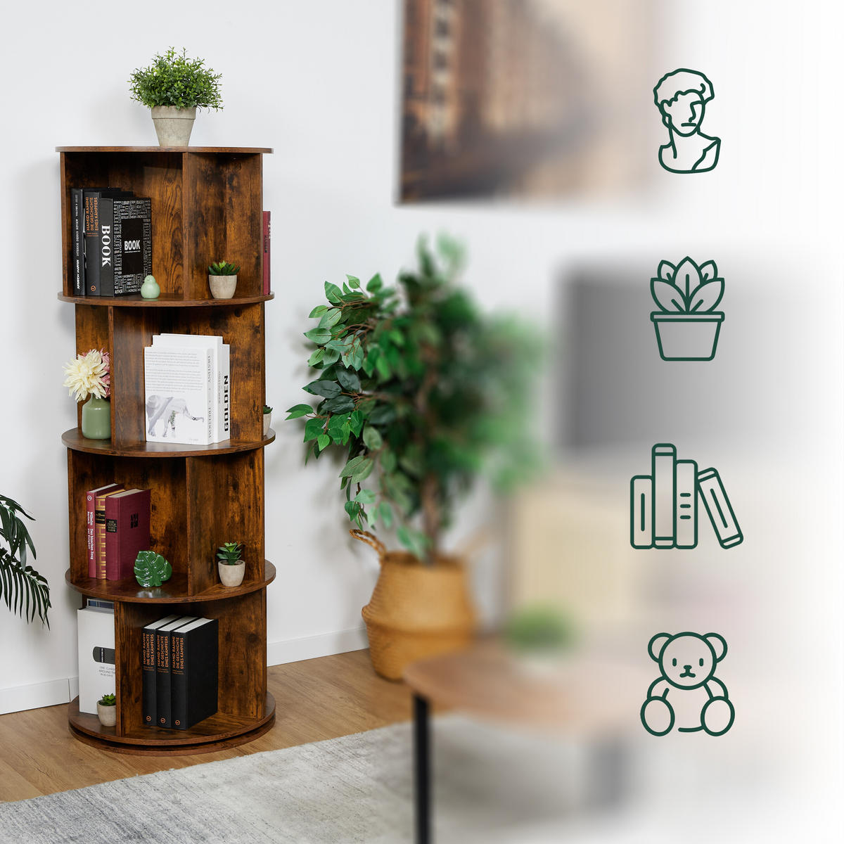 BÜCHERREGAL - Braun, Holzwerkstoff/Metall (50/137/50cm) - Relaxdays
