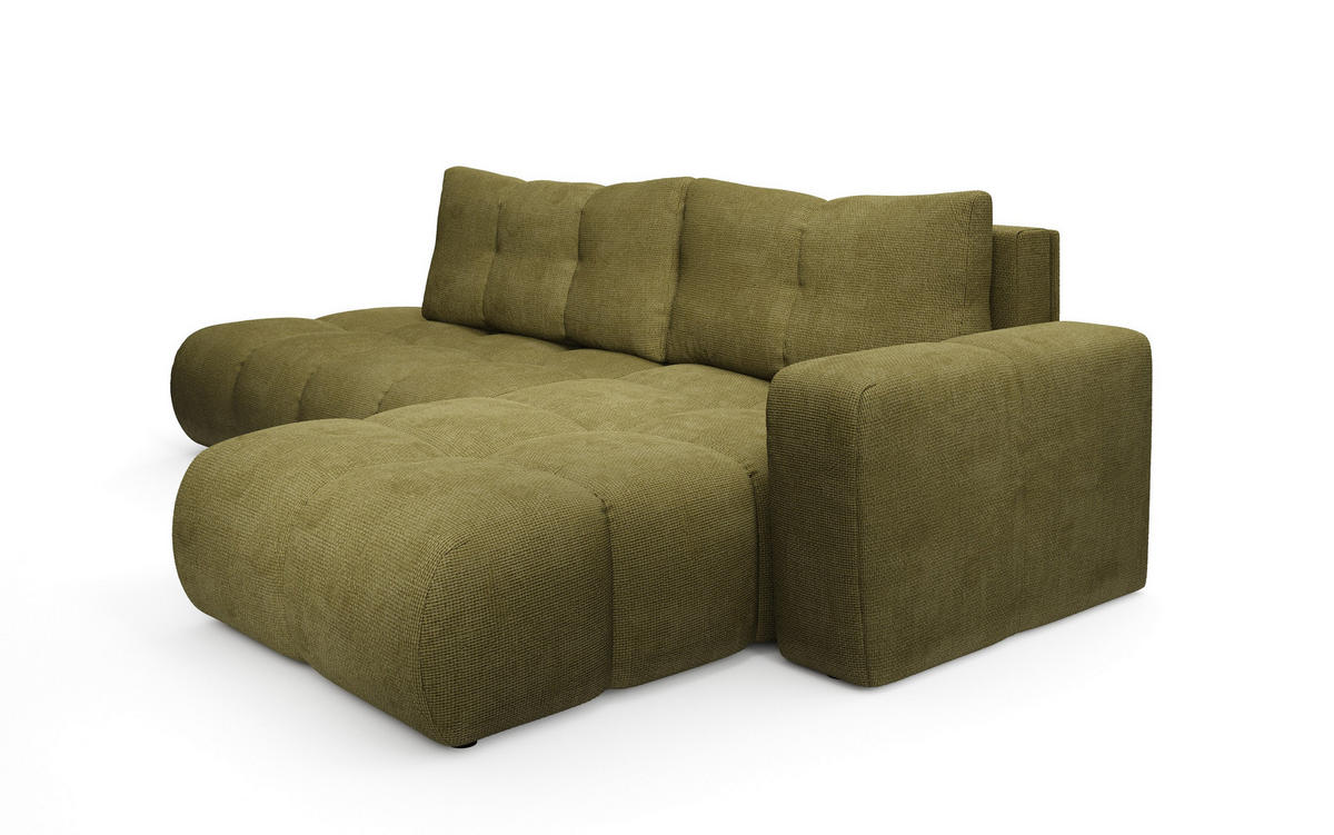 ECKSOFA DUCA R-S Grün Chenille mit Schlaffunktion - Grün, Holz (266.5/266.5cm) - MASSENO