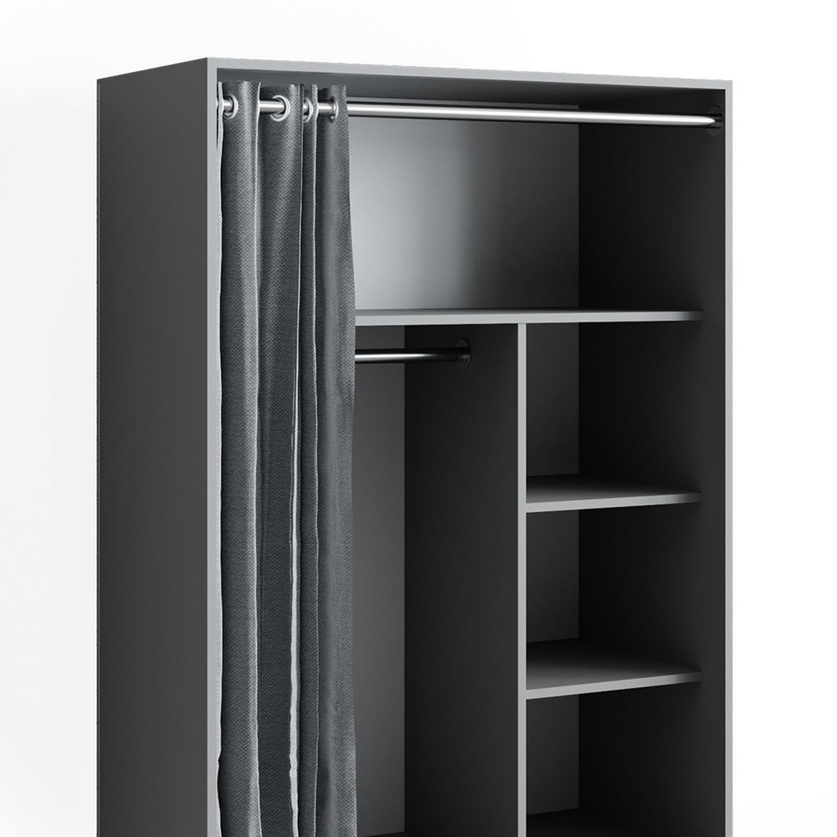 KLEIDERSCHRANK Doros Grau 100 x 146.6 cm offen rollbar - Grau, Holzwerkstoff (100/146.6/50cm) - Vicco