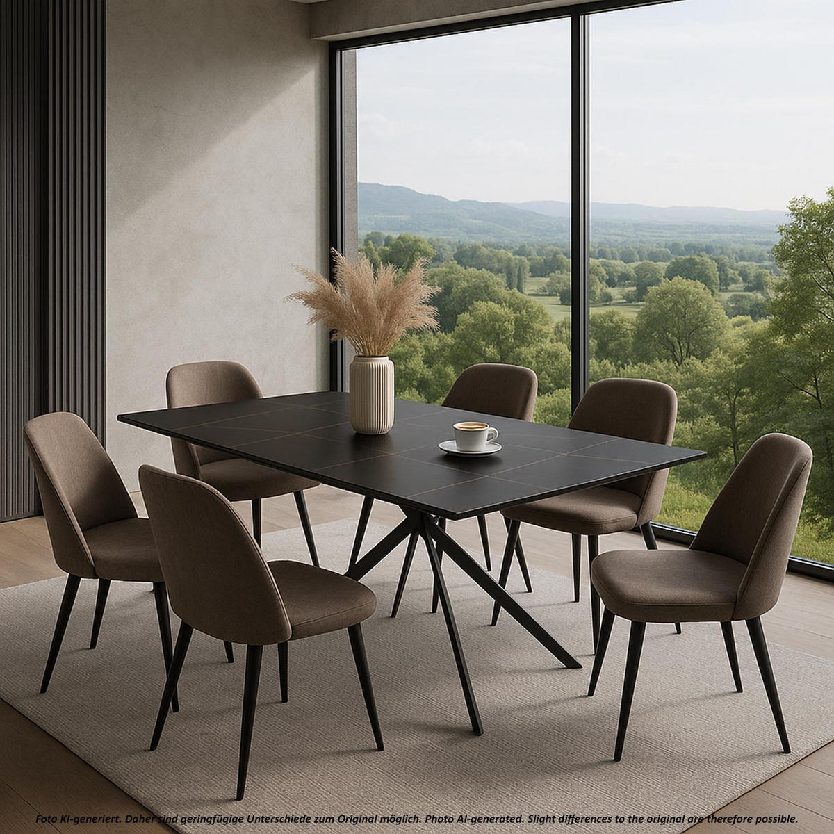 ESSZIMMERTISCH eckig Schwarz - Schwarz, Stein (90/160/76cm) - MCW