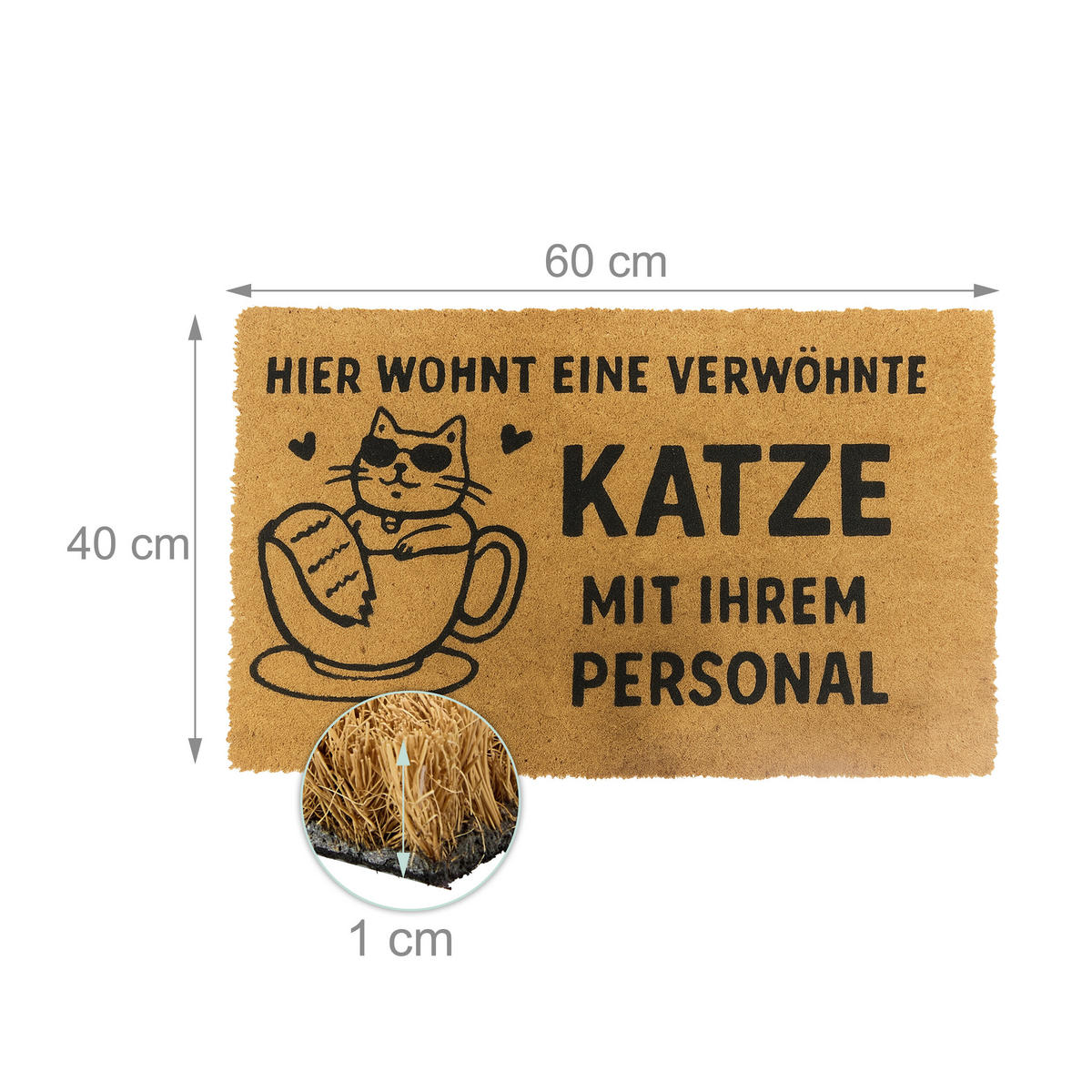 FUSSMATTE - Hellbraun, Kunststoff/Textil (60/40cm) - Relaxdays