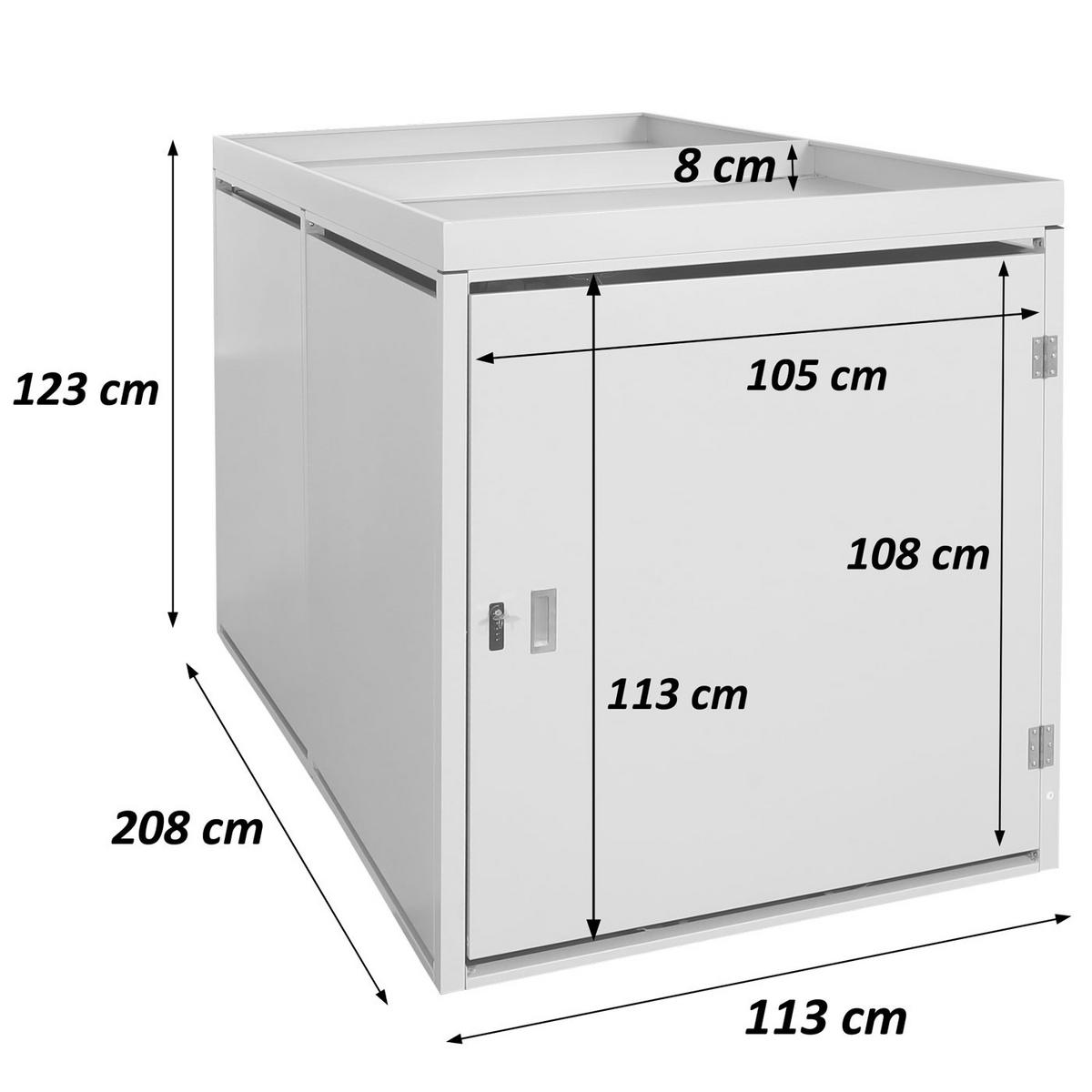 2ER-FAHRRADGARAGE PFLANZKASTEN L56B Hellgrau - Hellgrau, Metall (113/123/208cm) - MCW