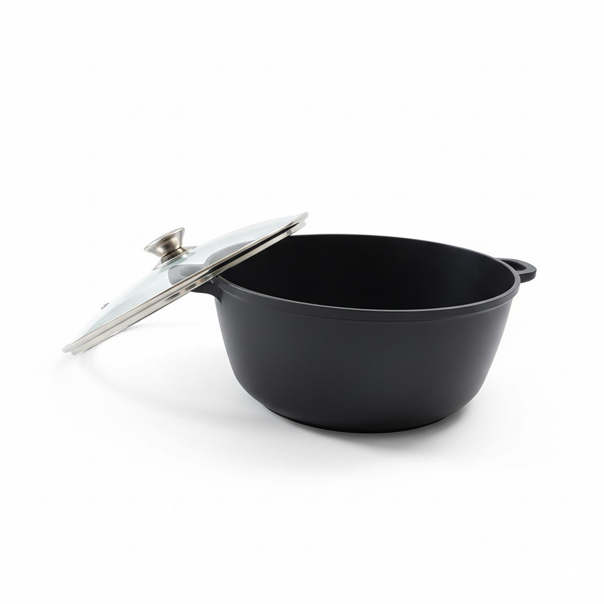 OALĂ Negru Argintiu aluminiu turnat capac din sticlă Ø 32 cm - negru, sticlă/metal (32/32/15cm) - Relaxdays