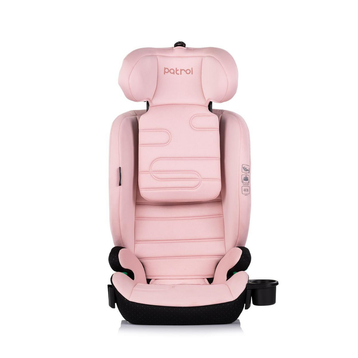 KINDERSITZ Patrol i-Size rosa Isofix (100-150cm) Kopfstütze Getränkehalter - Rosa, Kunststoff (44/58/51cm) - Chipolino