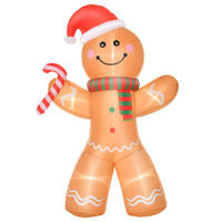 AUFBLASBARER Lebkuchenmann, Polyester-Stoff, Gelb - Gelb, Kunststoff (65/240/170cm) - HOMCOM