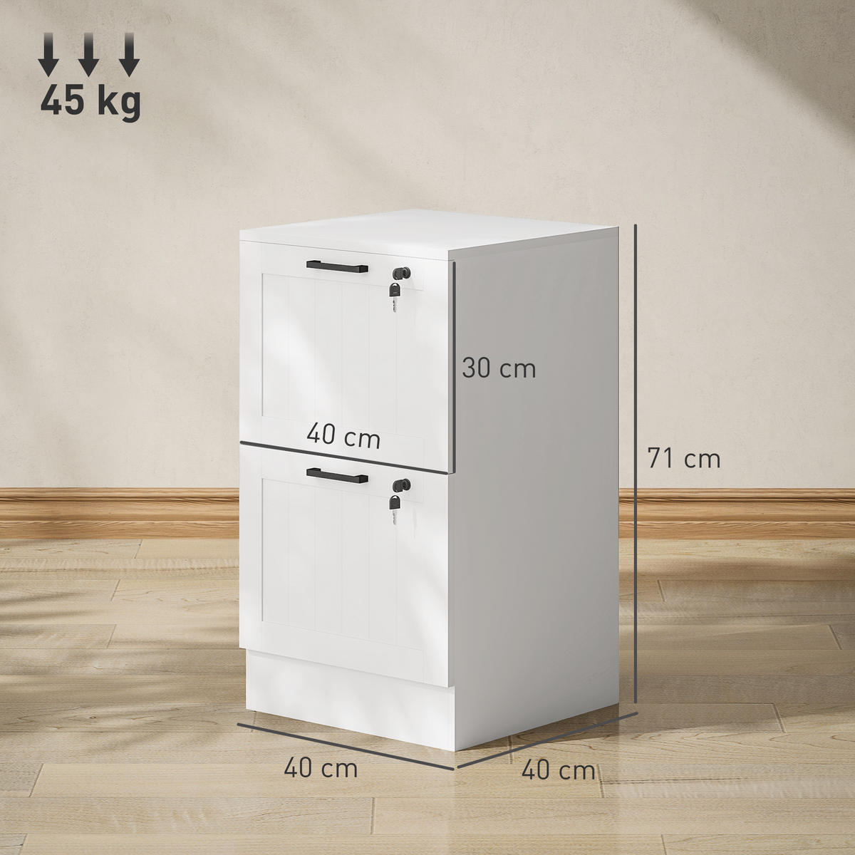 ROLLCONTAINER DE-14447 Weiß - Weiß, Holzwerkstoff (40/71/40cm) - ComfortXL