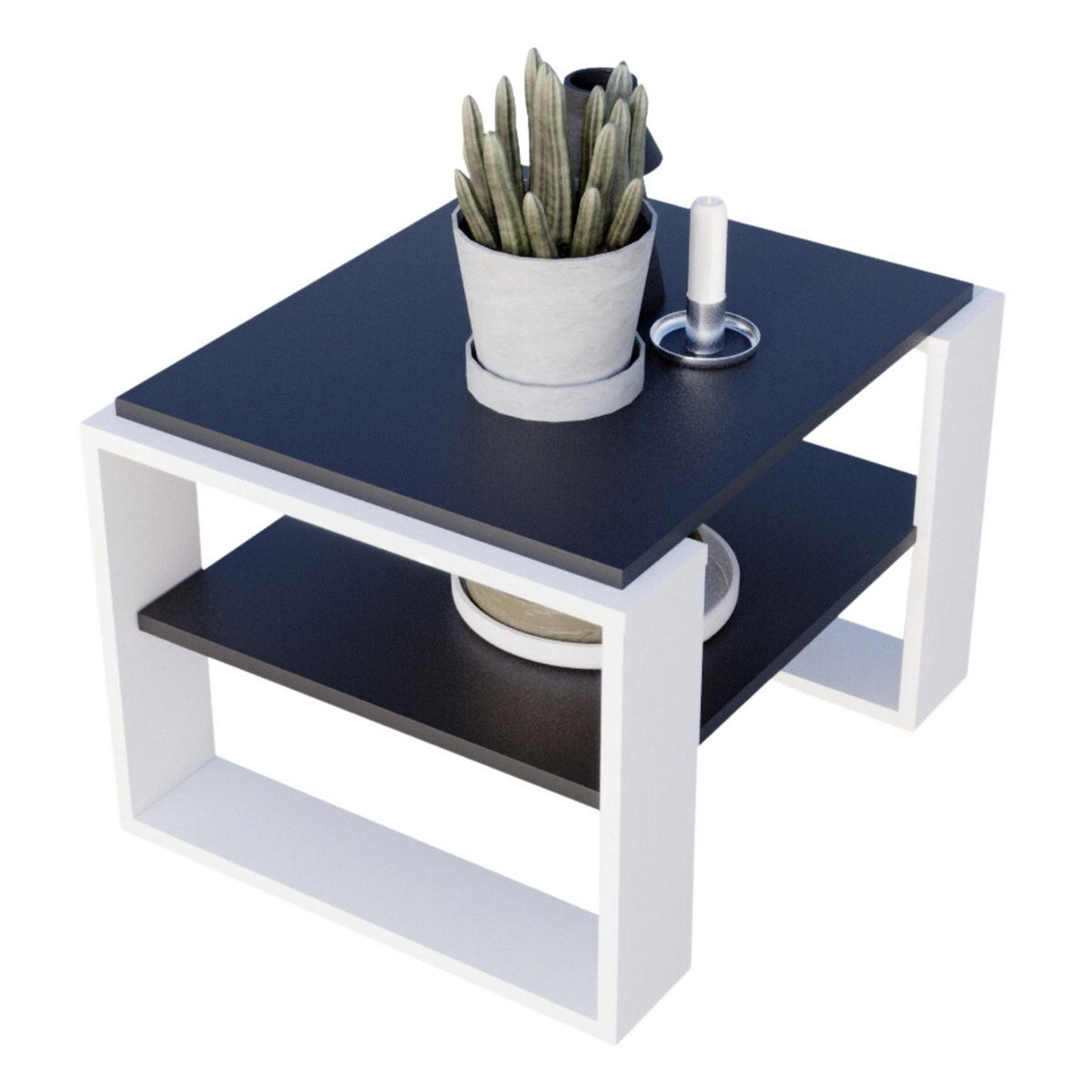 COUCHTISCH Kaja63 63/42/53,8 - Schwarz/Weiß, Holzwerkstoff (54/63/42cm) - RAUMHIRSCH FURNITURE