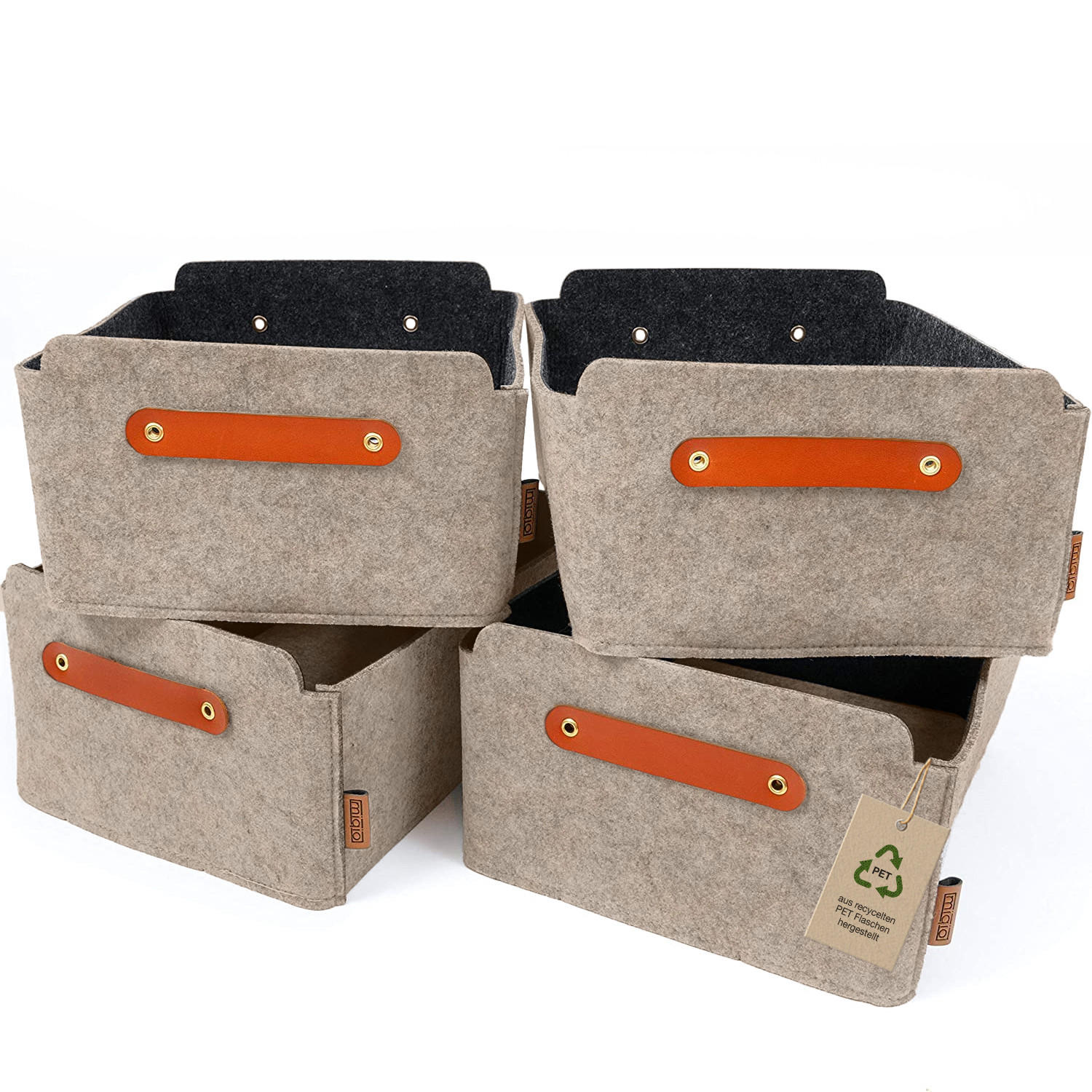 AUFBEWAHRUNGSBOXEN 4er-Set - Beige, Textil (31/15/31cm) - Miqio Design