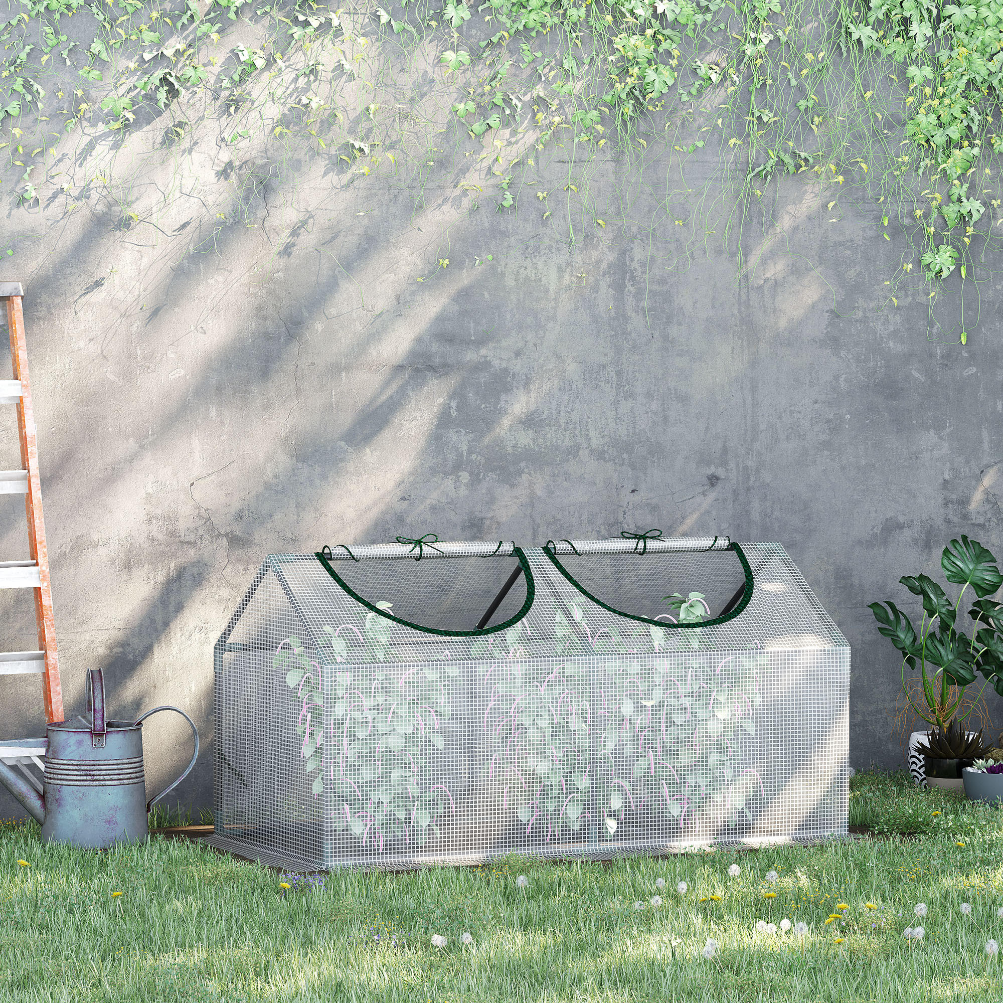 FOLIENGEWÄCHSHAUS, Weiß, PE, Stahl - Weiß, Kunststoff (60/60/120cm) - Outsunny