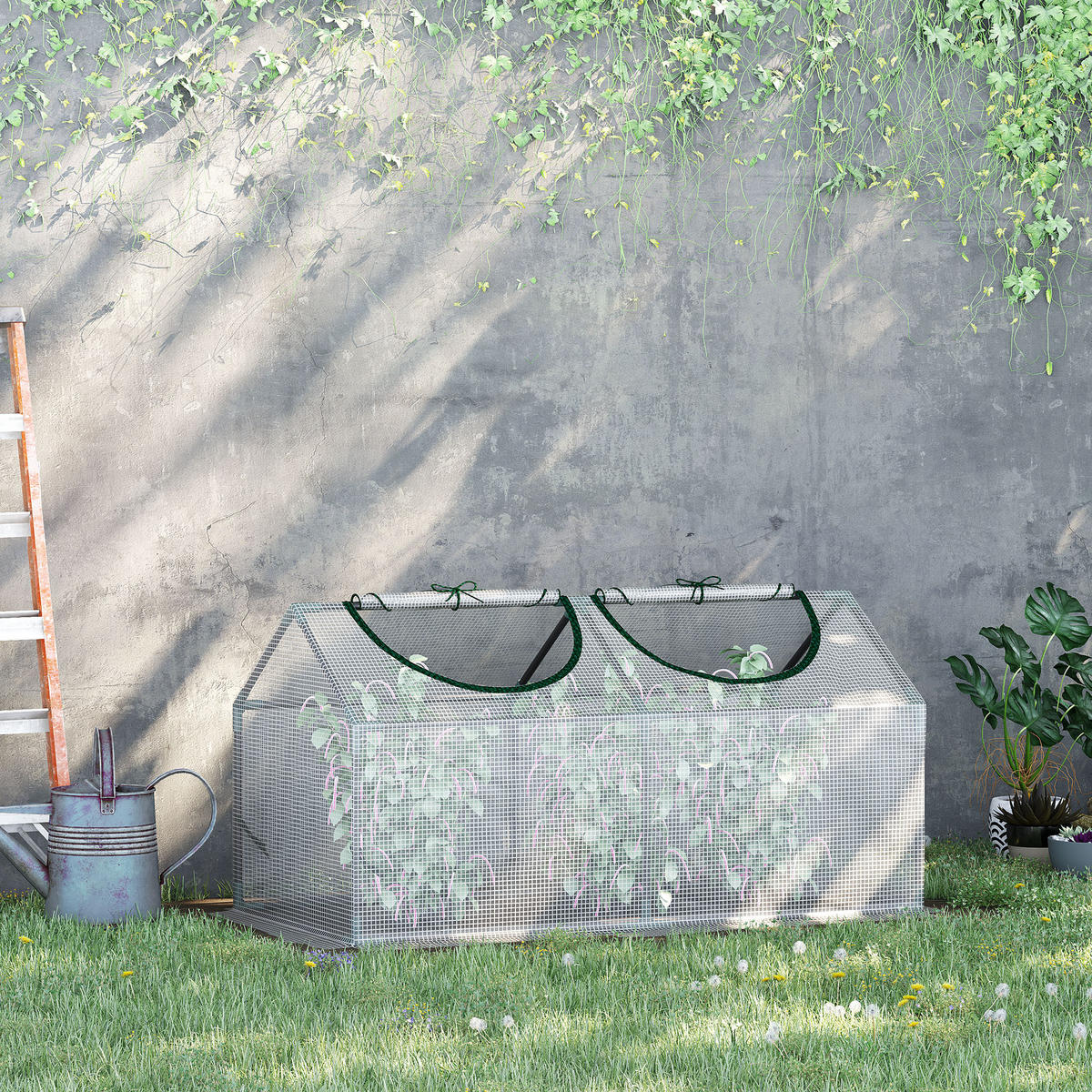 FOLIENGEWÄCHSHAUS, Weiß, PE, Stahl - Weiß, Kunststoff (60/60/120cm) - Outsunny
