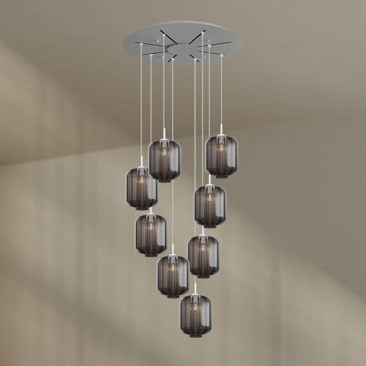 GALERIELEUCHTE Velo 8-flammig Rauch Ø 25cm - Anthrazit/Weiß, Glas (25/25/27cm) - s.luce