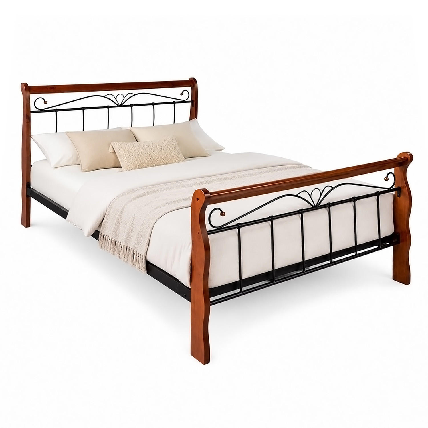 METALLBETT 160/200 cm in Schwarz mit Lattenrost - Schwarz, Metall - Homestyle4u