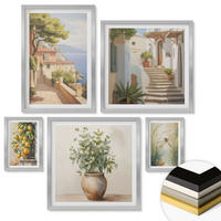 WANDBILDER 5er Set - 50x50 cm & 20x30 cm & 40x60 cm Silberner Rahmen - Architektur der Zitronenstadt - Silberfarben, Kunststoff (40/60cm) - ArtPrintCave